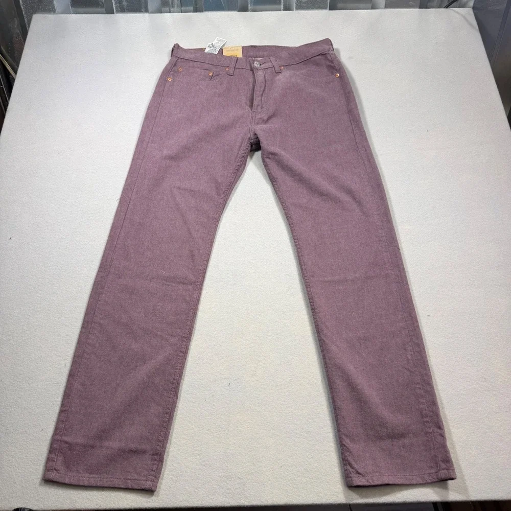 Levis 505 Regular Fit Stretch Pants Mens 32x30 Purple Straight Leg 005051078